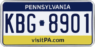 PA license plate KBG8901