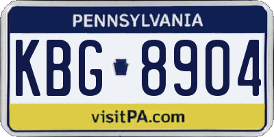 PA license plate KBG8904