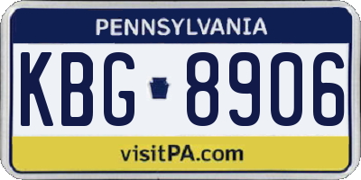 PA license plate KBG8906