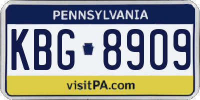 PA license plate KBG8909