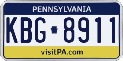 PA license plate KBG8911