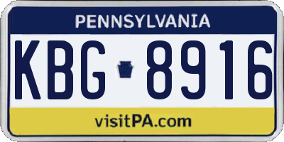 PA license plate KBG8916