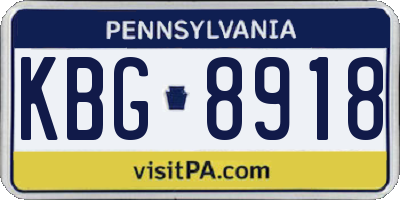 PA license plate KBG8918
