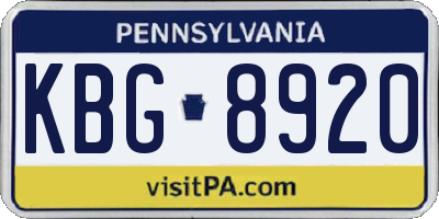 PA license plate KBG8920