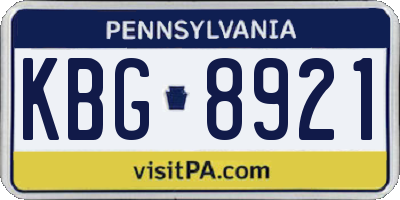 PA license plate KBG8921