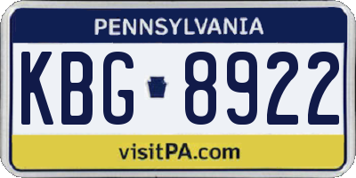 PA license plate KBG8922