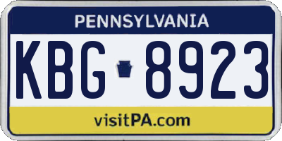 PA license plate KBG8923
