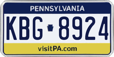 PA license plate KBG8924