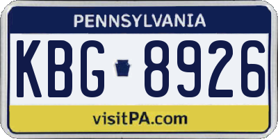 PA license plate KBG8926