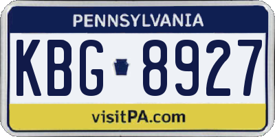 PA license plate KBG8927