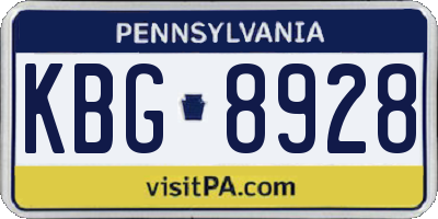 PA license plate KBG8928