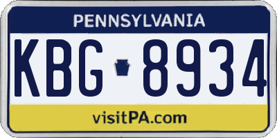 PA license plate KBG8934