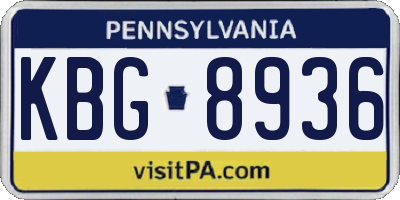PA license plate KBG8936