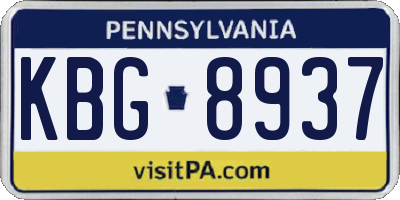 PA license plate KBG8937