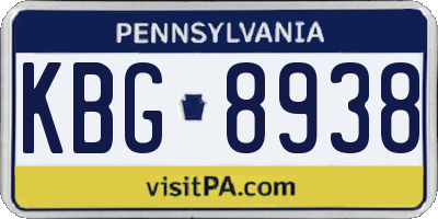 PA license plate KBG8938