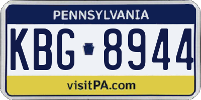 PA license plate KBG8944