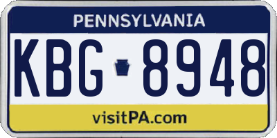 PA license plate KBG8948