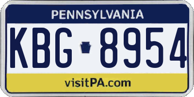 PA license plate KBG8954