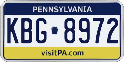 PA license plate KBG8972