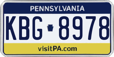 PA license plate KBG8978