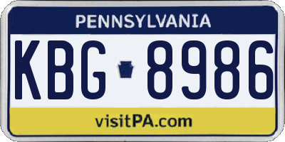 PA license plate KBG8986