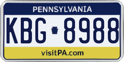 PA license plate KBG8988