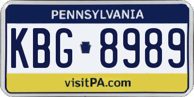 PA license plate KBG8989