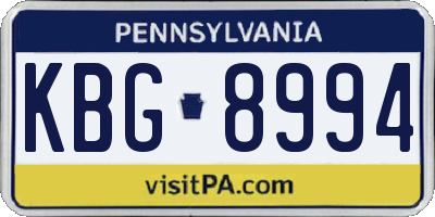 PA license plate KBG8994