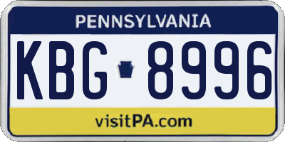 PA license plate KBG8996