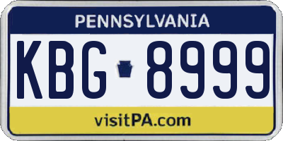 PA license plate KBG8999