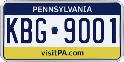 PA license plate KBG9001