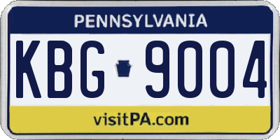 PA license plate KBG9004