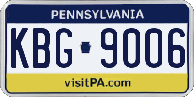 PA license plate KBG9006