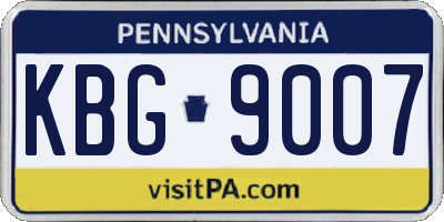 PA license plate KBG9007