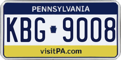 PA license plate KBG9008