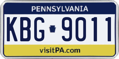 PA license plate KBG9011