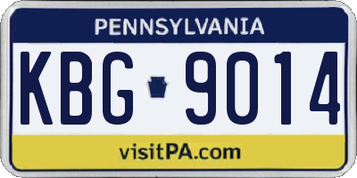 PA license plate KBG9014