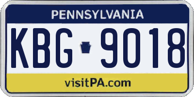 PA license plate KBG9018