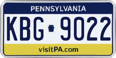 PA license plate KBG9022