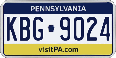 PA license plate KBG9024