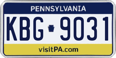 PA license plate KBG9031