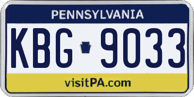 PA license plate KBG9033