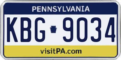 PA license plate KBG9034