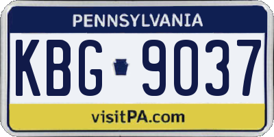 PA license plate KBG9037