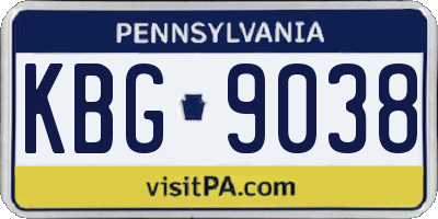 PA license plate KBG9038