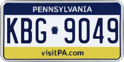 PA license plate KBG9049