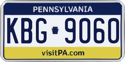 PA license plate KBG9060
