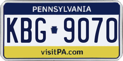 PA license plate KBG9070
