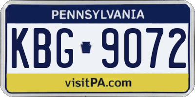 PA license plate KBG9072