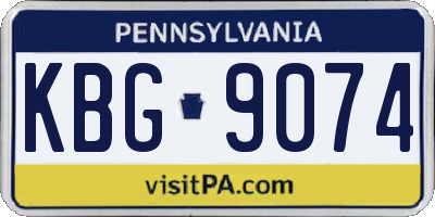 PA license plate KBG9074